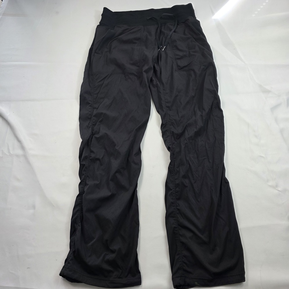Lululemon Dance Studio Pants Womens 8 Black Straight Leg Elastic Waist Yoga
